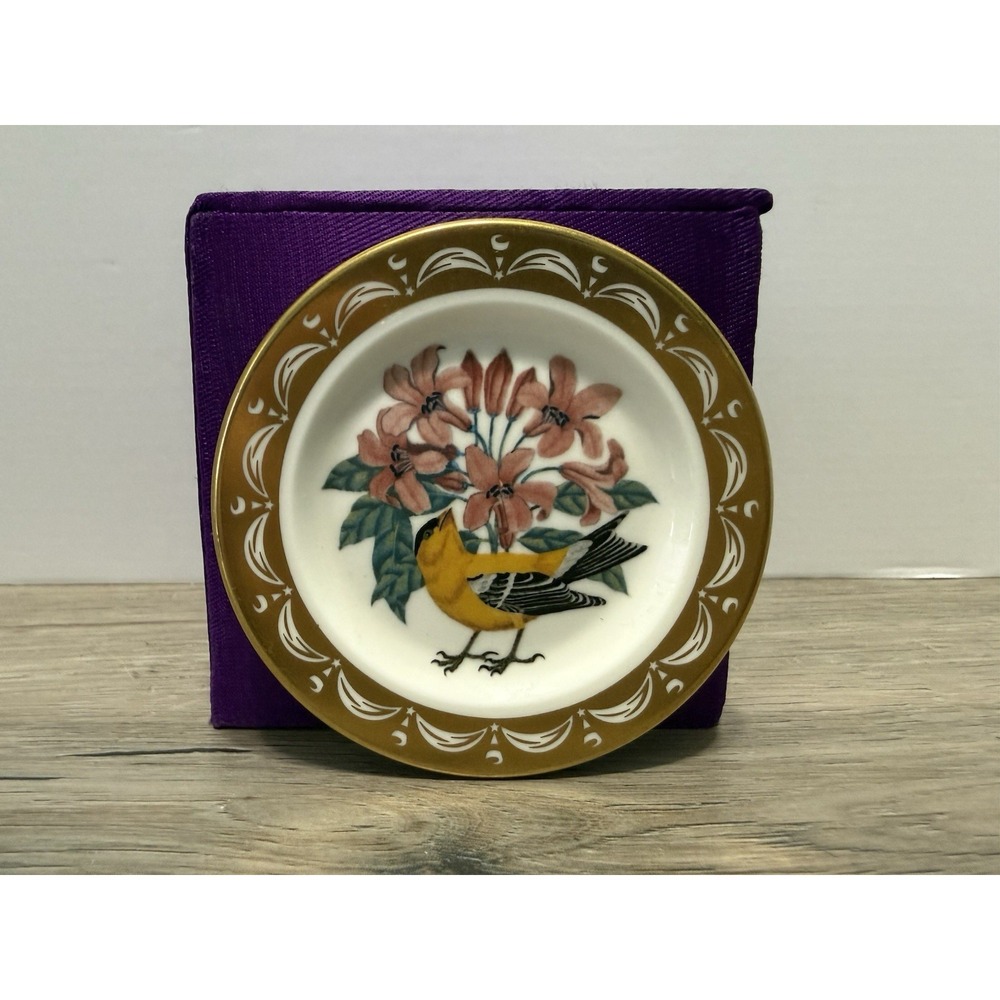 State Birds Flowers Franklin MINI Plate Washington Goldfinch Rhododendron 3"